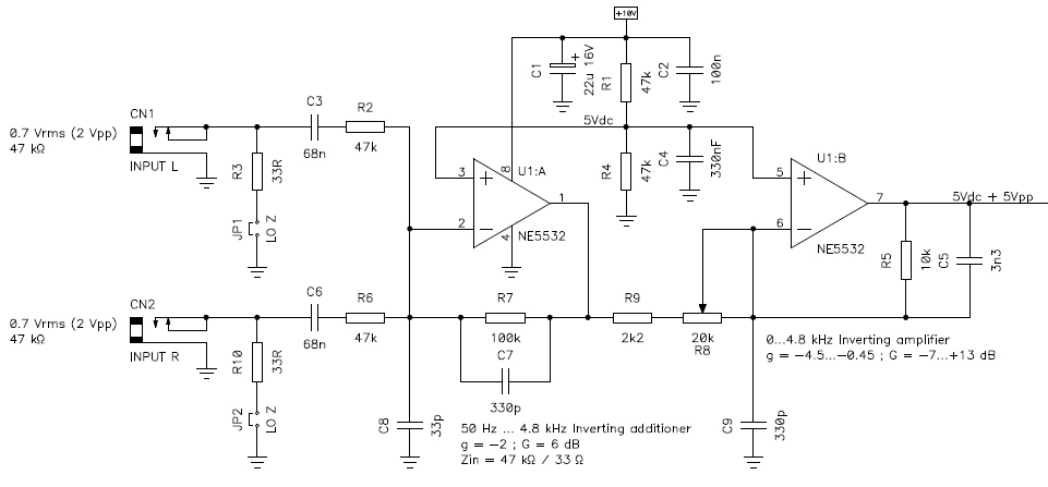 Schematic diagram of the audio section