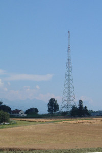 A 126 m high medium-waves transmitter tower working at 765 kHz
