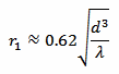 r_1 = 0.62 (d^2 / lambda)^(1/2)