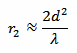 r_2 = (2 d^2) / lambda