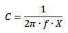 C = 1 / (2 pi f X)