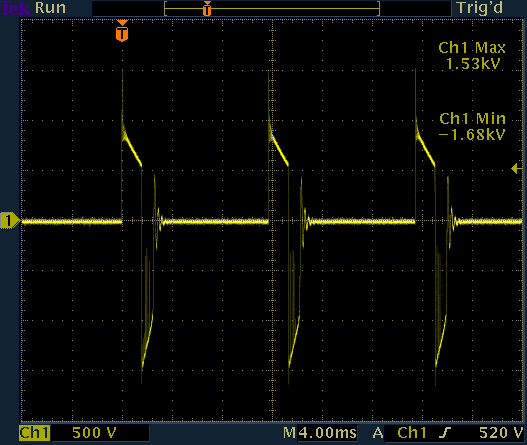 Generator output voltage with a modern Geissler tube connected