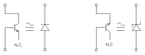 Diode equivalents of a bipolar transistor.