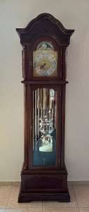 The grandfather's clock I modified to synchronize on GPS pulses. (click to enlarge)