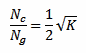 N_c / N_g = sqrt(K) / 2
