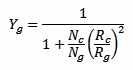 Y_g = 1 / (1 + ((N_c / N_g) * (R_c / R_g)^2 ))