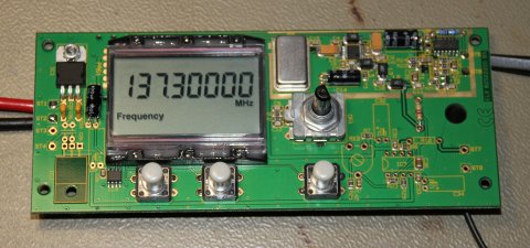 DDS module (click to enlarge). Remark the 'MHz' sign meaning 'kHz'.