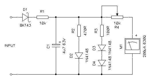 Circuit diagram of the logarithmic VU-meter