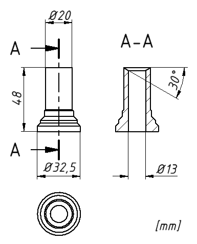 Drawing with the most important dimensions of my shift lever adapter.