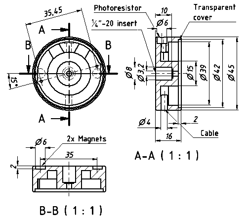 Plan with some dimensions of the 3D-printed housing. (click to enlarge)