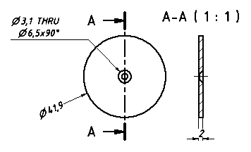 The transparent glass is a simple PMMA disc with a countersunk hole in the middle. (click to enlarge)