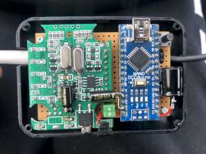 Top view of the "ugly" prototype board used to build this interface. (click to enlarge)