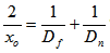 2 / x_o = (1 / D_f) + (1 / D_n)